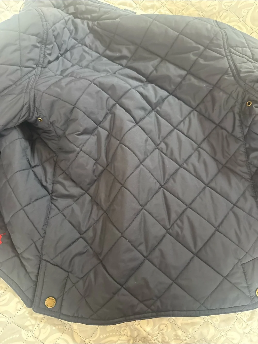 Ralph Lauren Navy Quilted Puffer Jacket with Red Pony